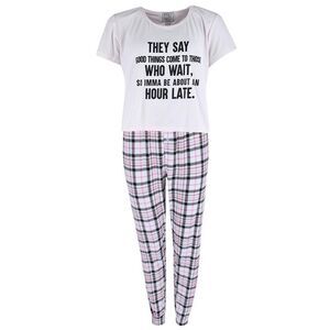 Mentally Exhausted Women's Hour Late Plus Size Pajama Jogger Set